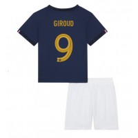 Echipament fotbal Franţa Olivier Giroud #9 Tricou Acasa Mondial 2022 pentru copii maneca scurta (+ Pantaloni scurti)
